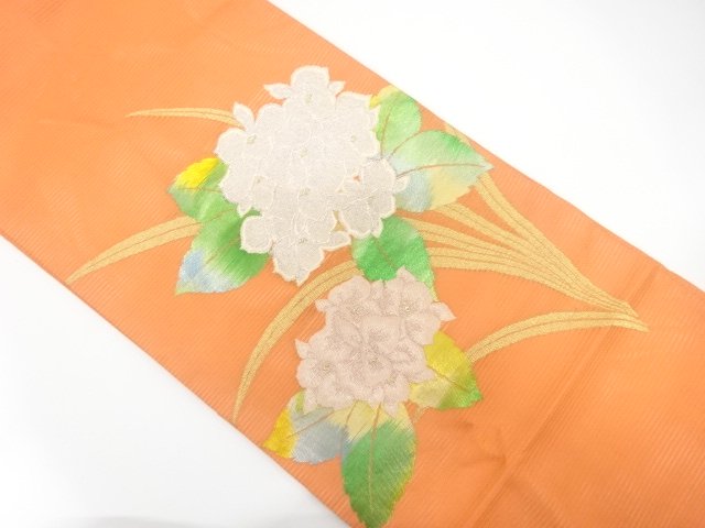 JAPANESE NAGOYA OBI FOR SUMMER / WOVEN FLORAL PLANTS